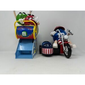 M&M's Candy Dispenser Lot Wild Thing Roller Coaster and Freedom Rider Motorcycle